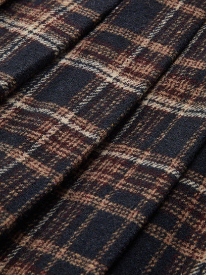 Buckle Detail Plaid Pleated Mini Skirt