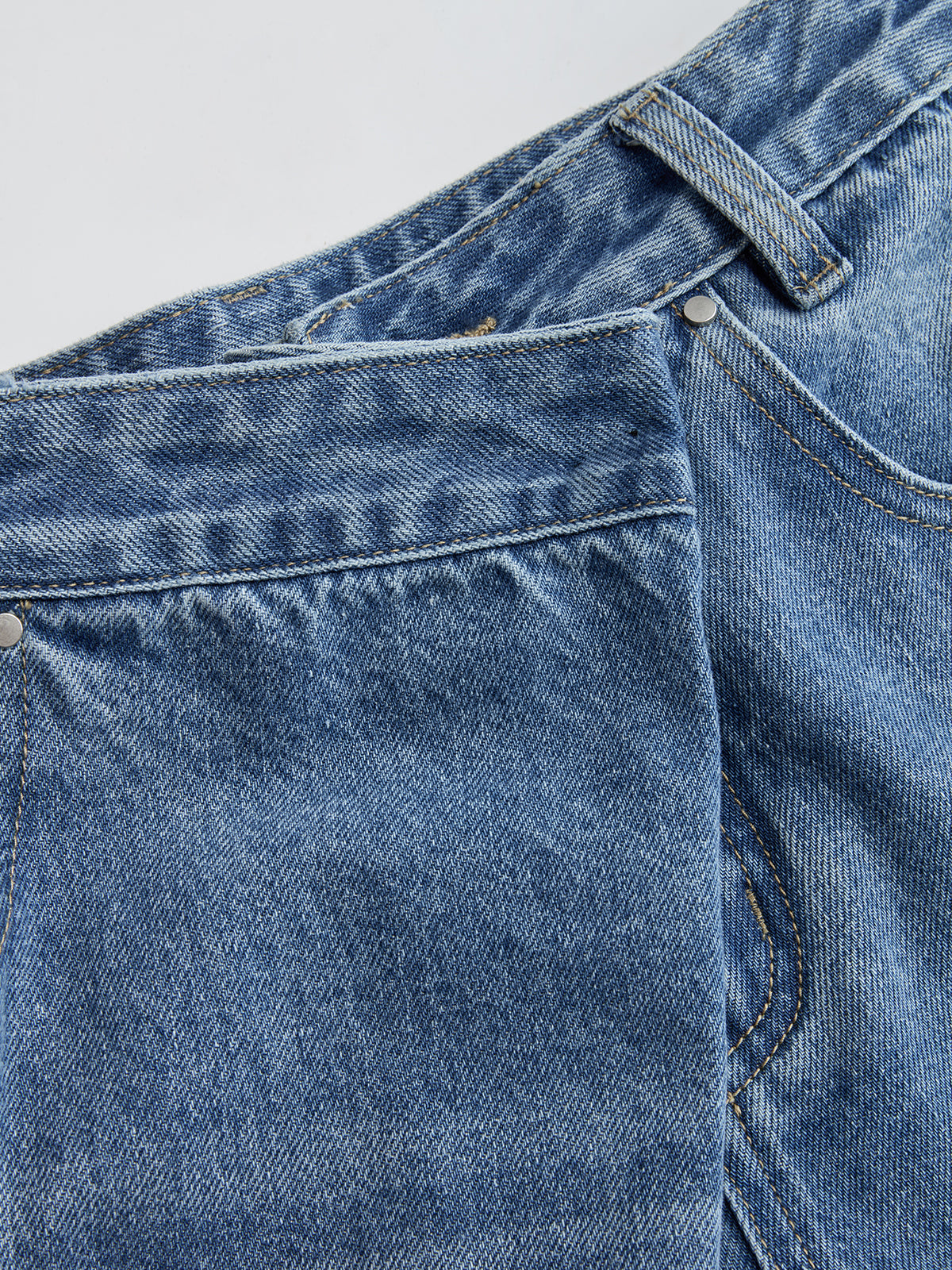 Asymmetric Mid-Waist Wide-Leg Jeans