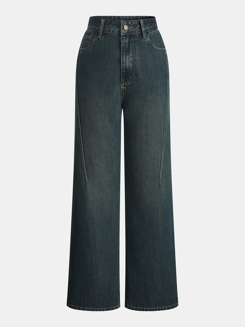 Mid-Waist Straight-Leg Jeans