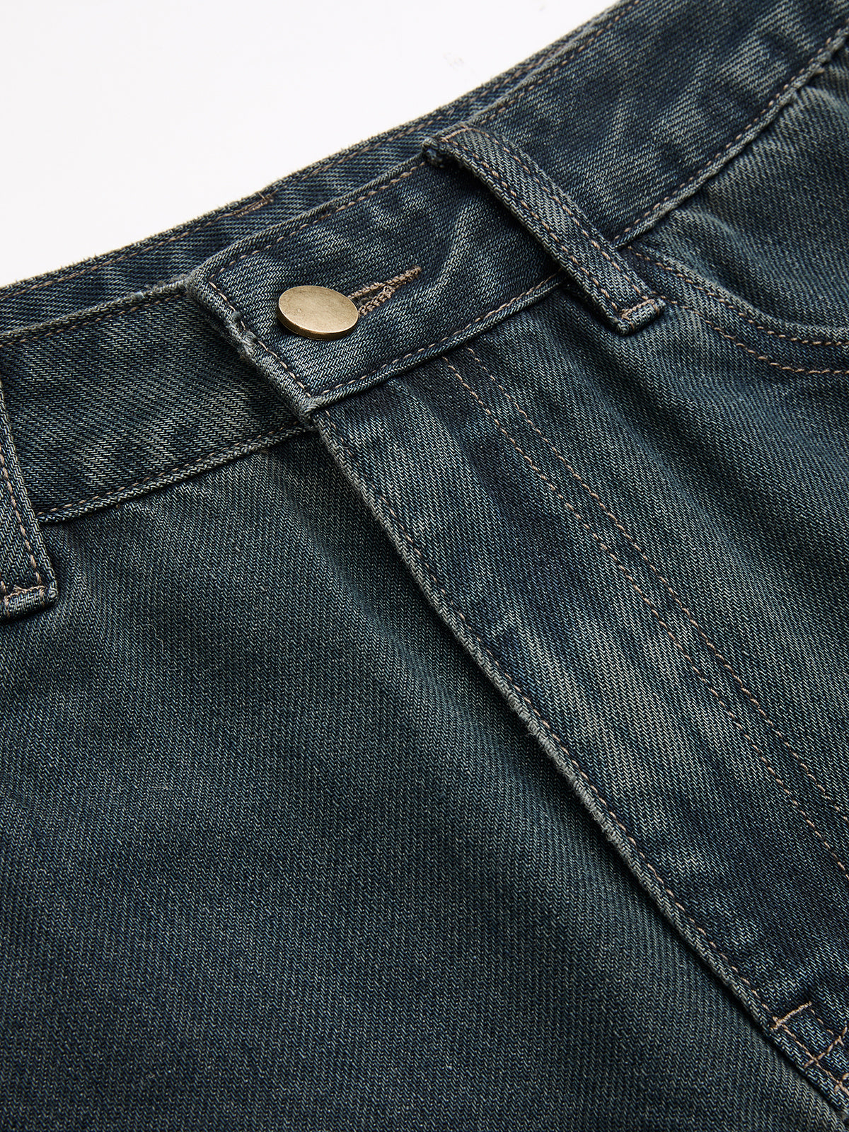 Mid-Waist Straight-Leg Jeans
