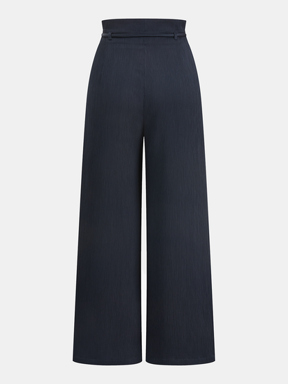 Satin Paperbag Waist Wide Leg Pants