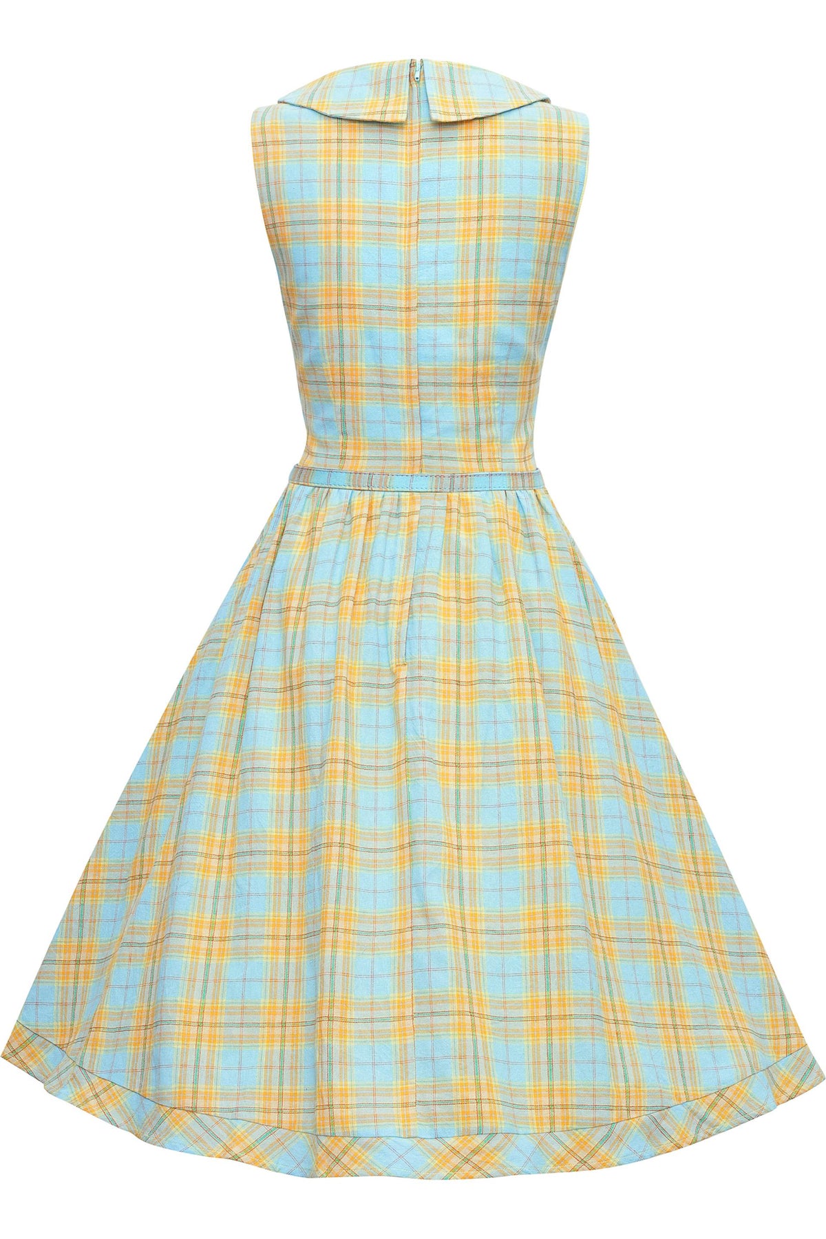 Maverick 50s Style Blue & Yellow Check Shirt Dress