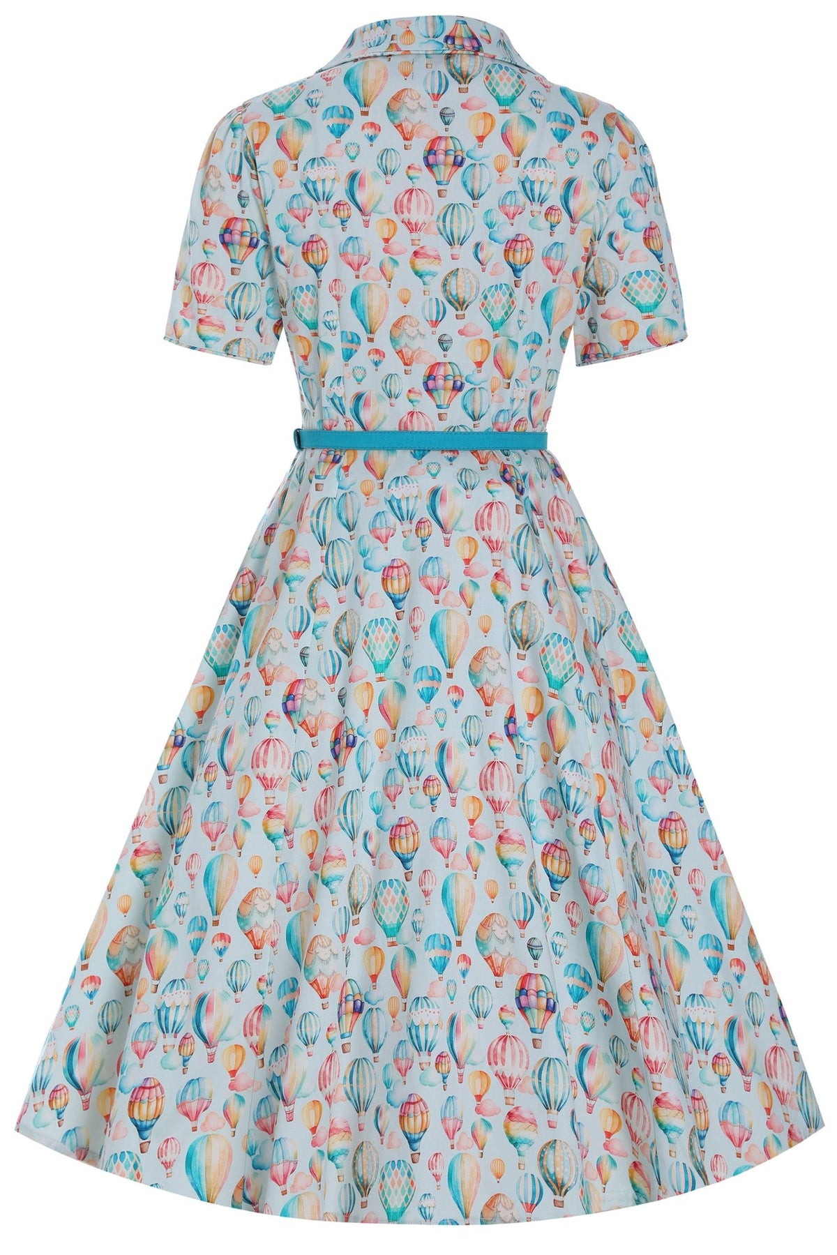 Penelope Hot Air Balloon Festival Shirt Dress In Light Blue