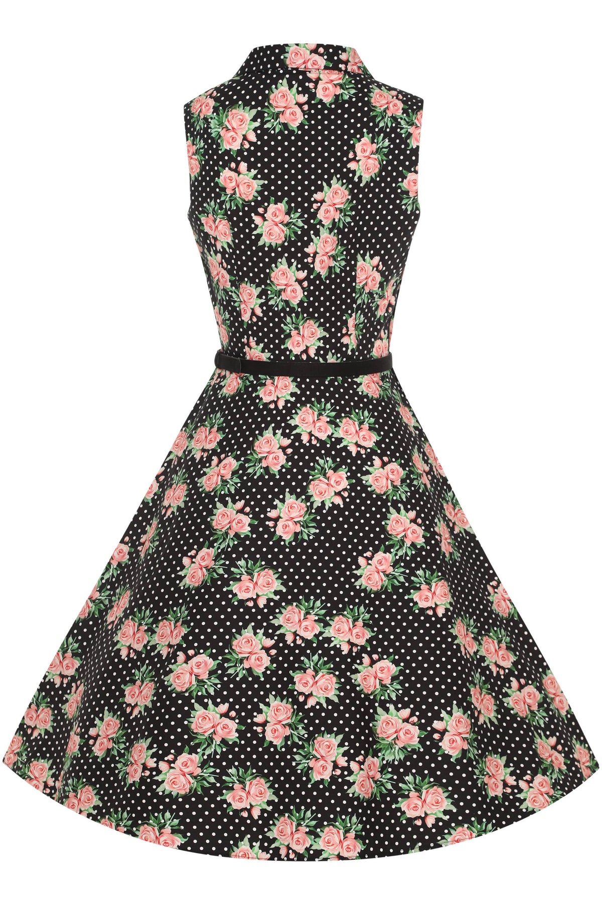 Poppy Navy Blue Polka Dot Rose Shirt Dress