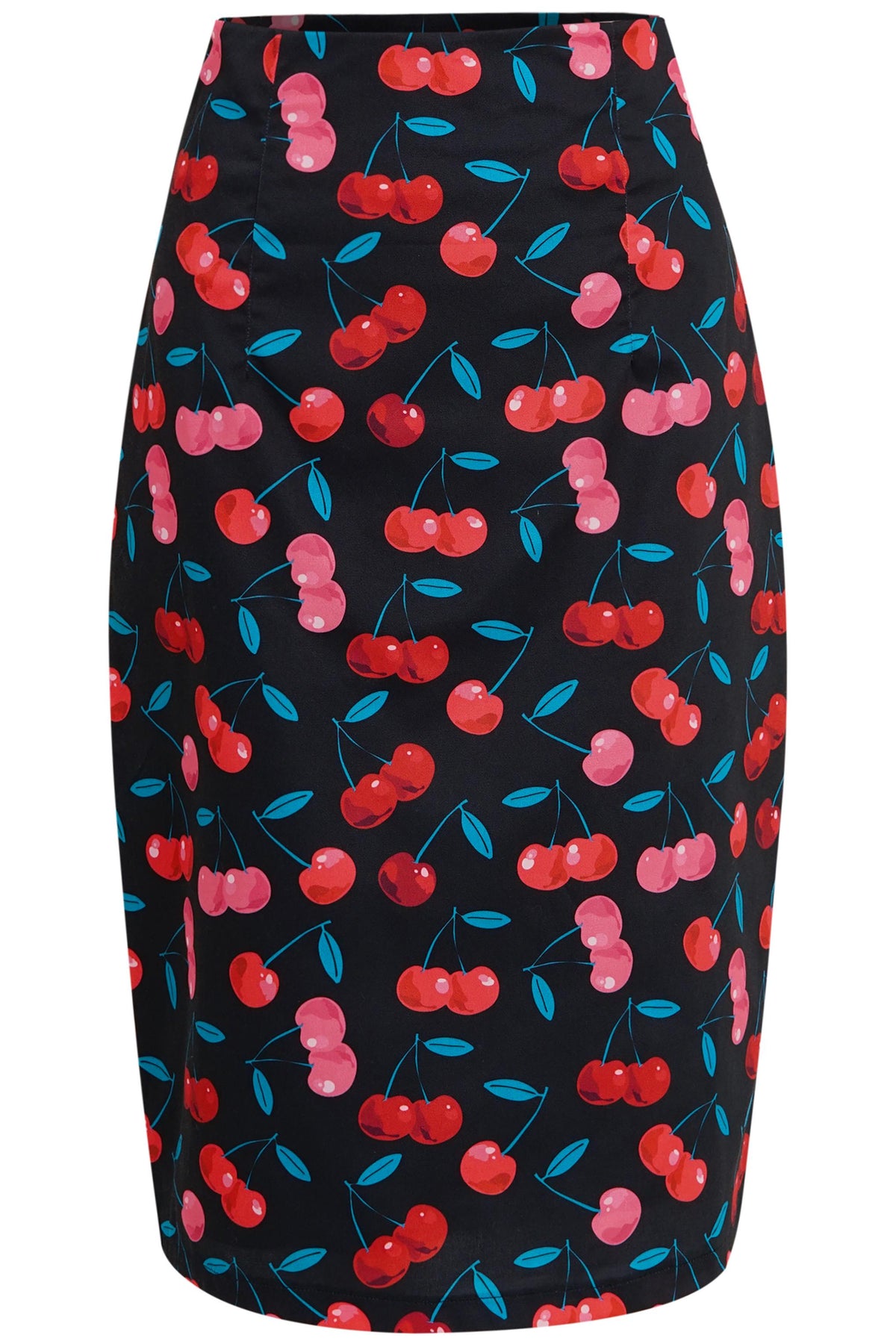 Falda Black & Red Cherry Pencil Skirt