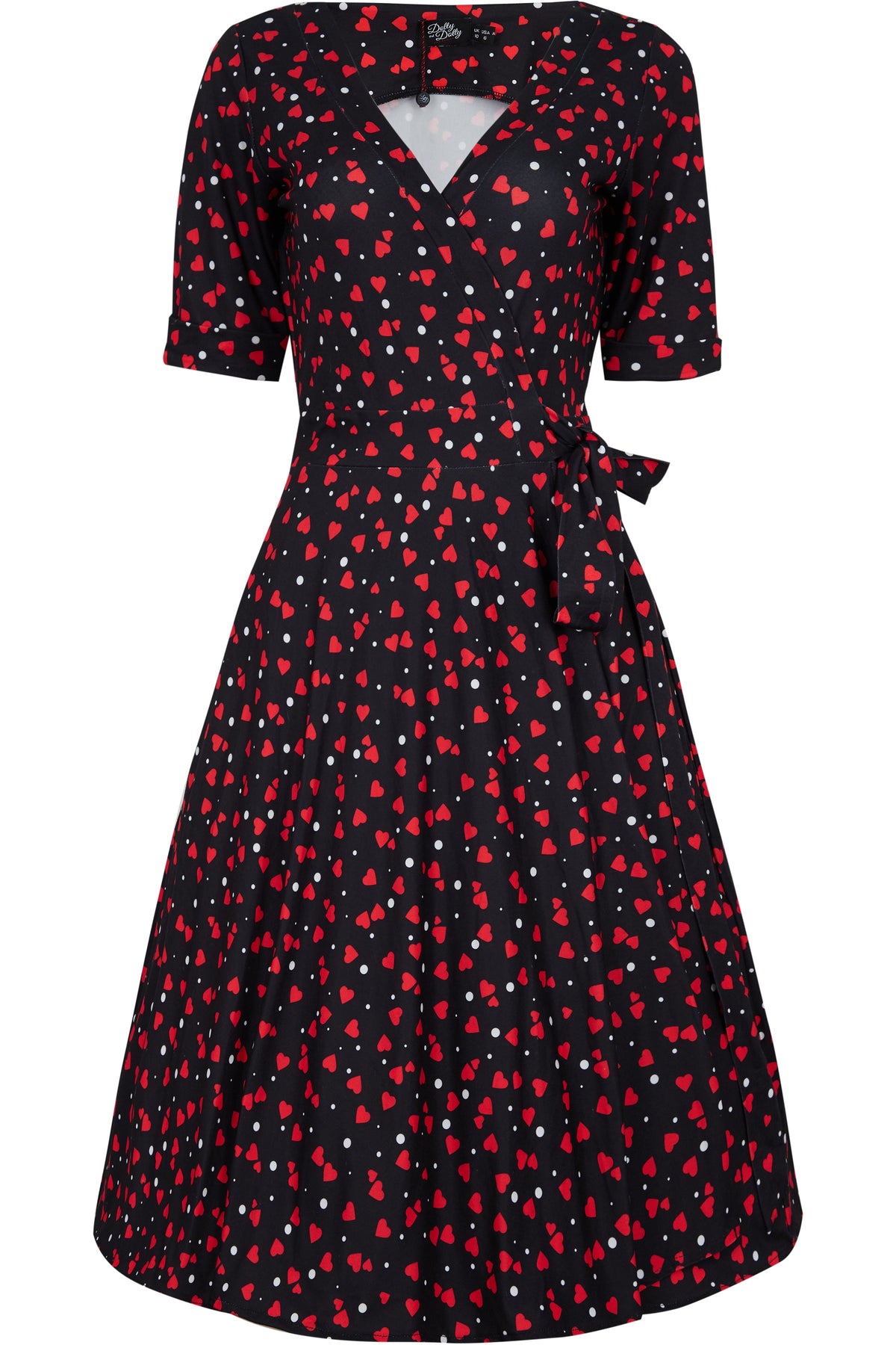 Matilda Black Heart Print Wrap Dress
