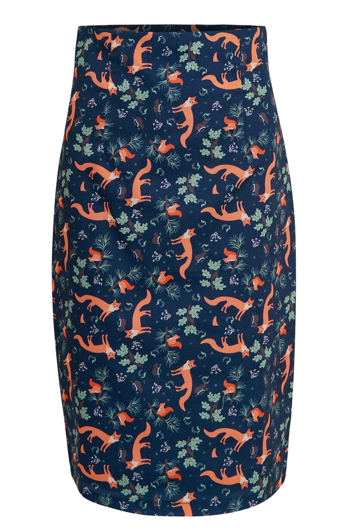 Falda Chic Black Pencil Skirt In Fox Print