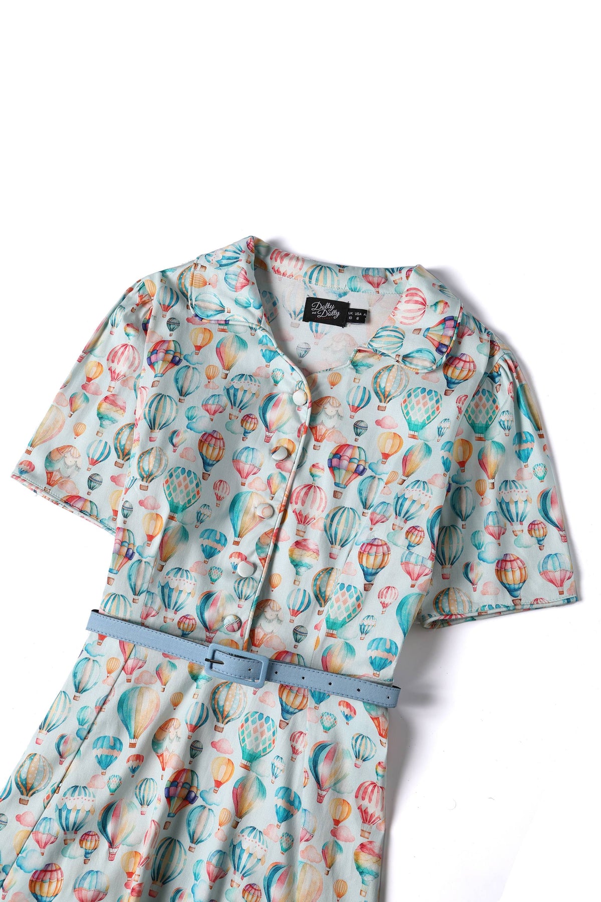 Penelope Hot Air Balloon Festival Shirt Dress In Light Blue