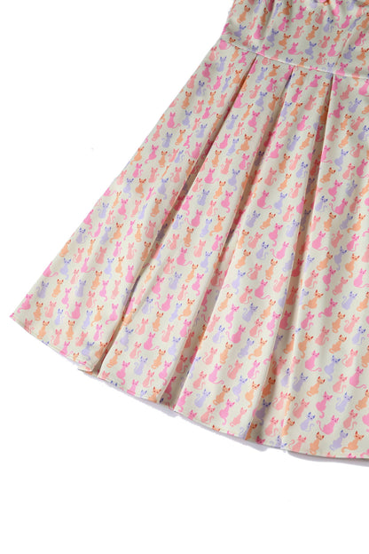 Lily Rainbow Cat White Off Shoulder Dress