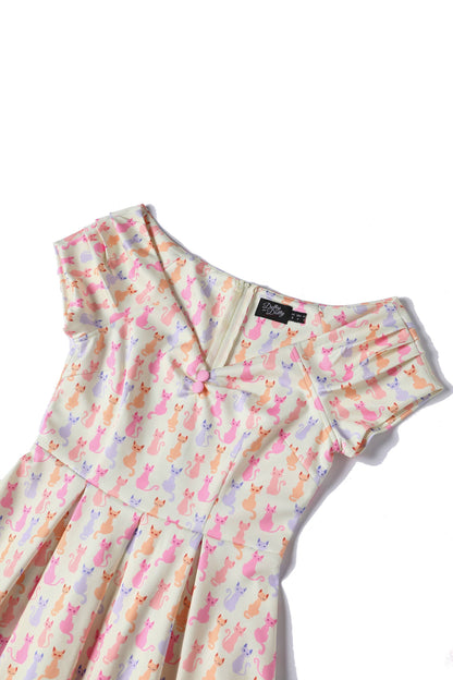 Lily Rainbow Cat White Off Shoulder Dress