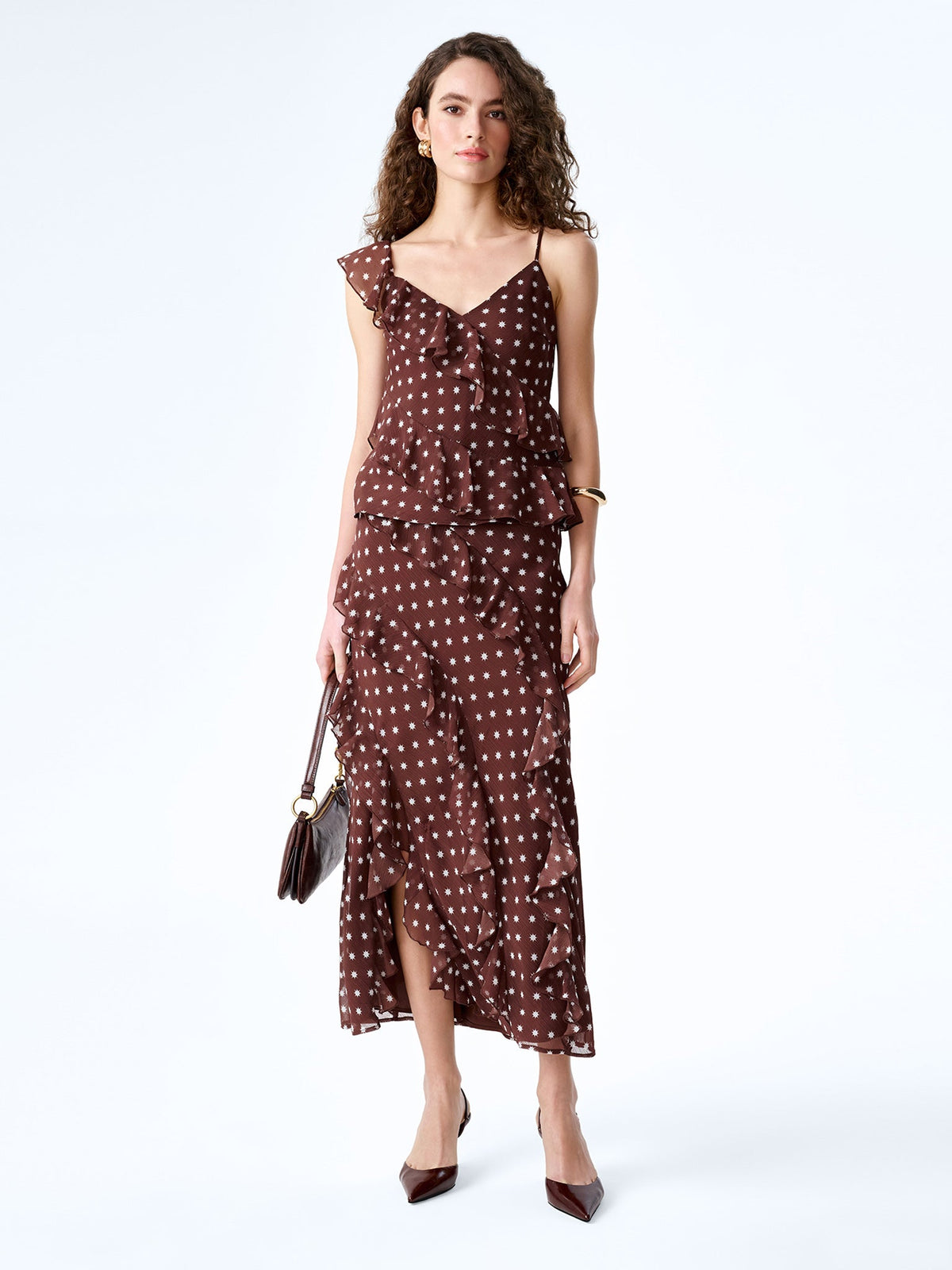 Francie Top in Brown Starburst Print