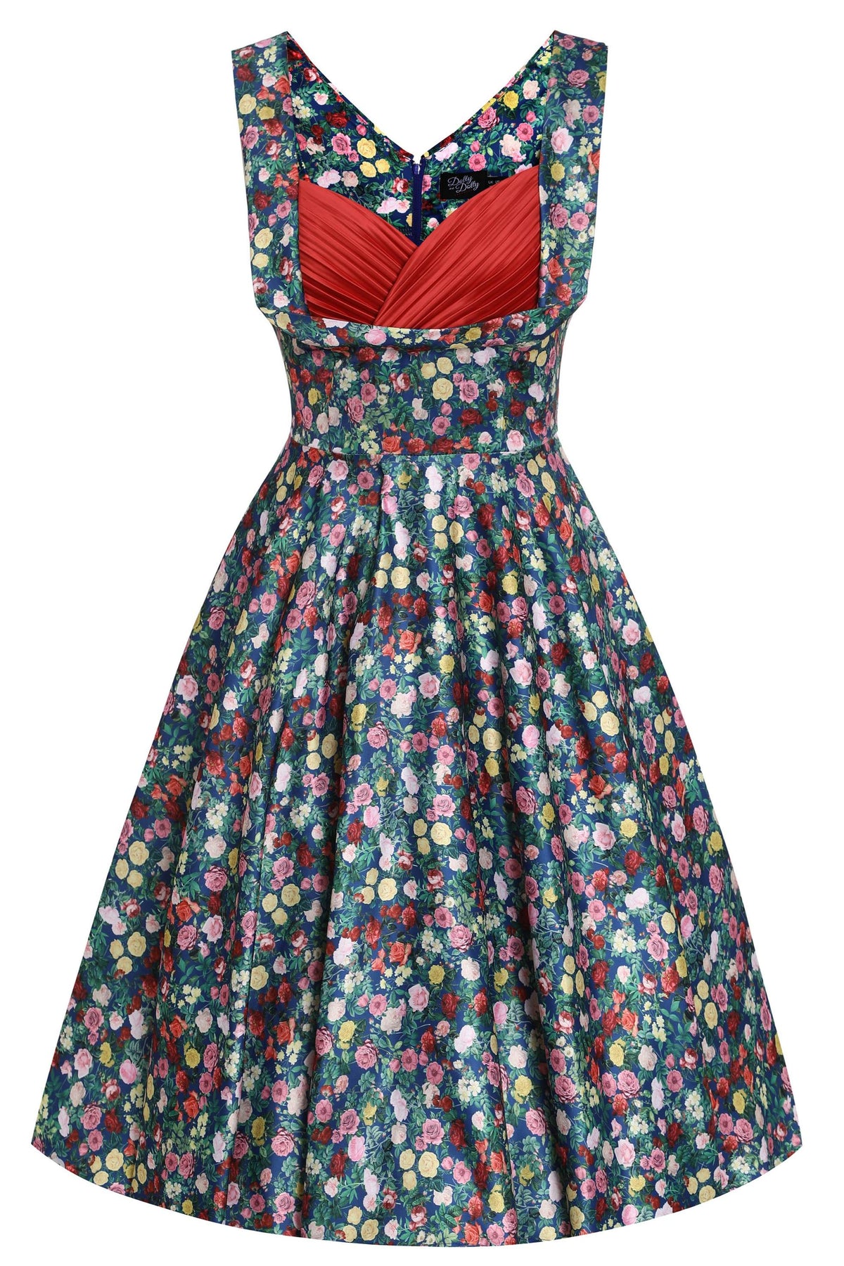 Grace Rose Navy Blue Pleated Bust Dress