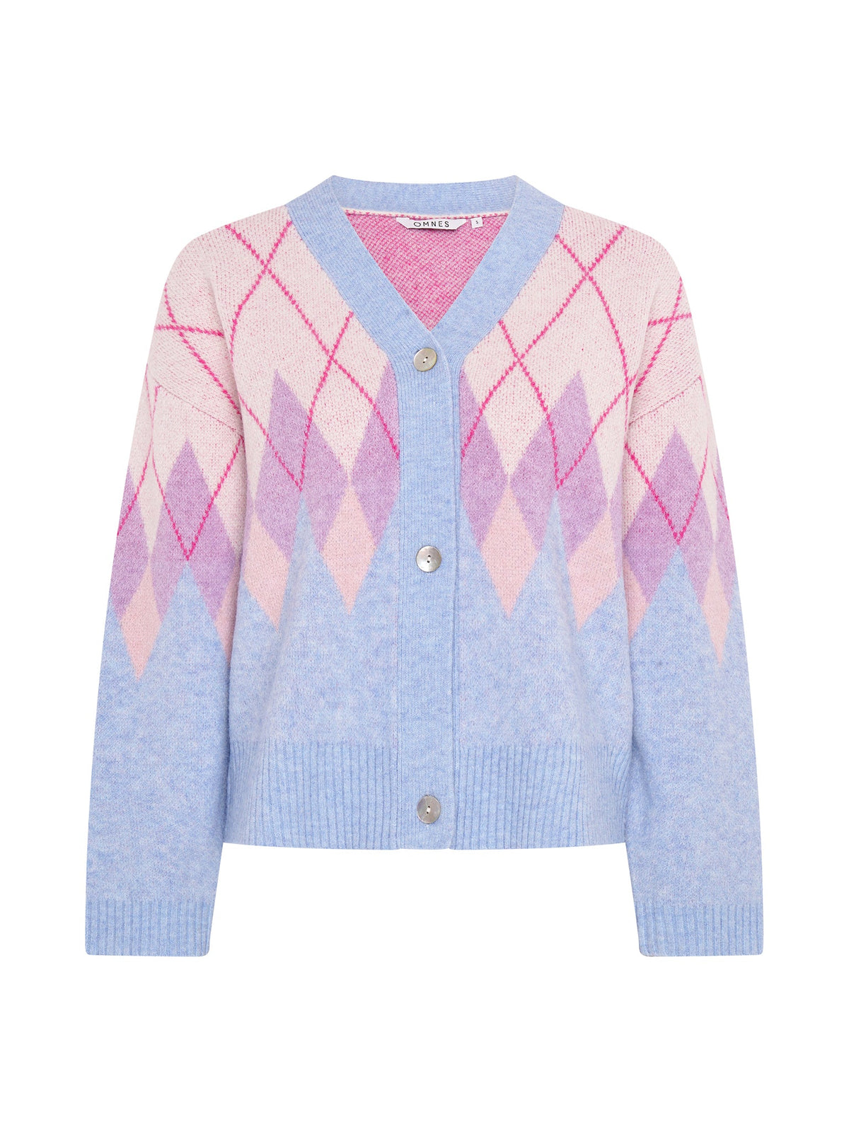 Henni Fluffy Argyle Cardigan in Cream