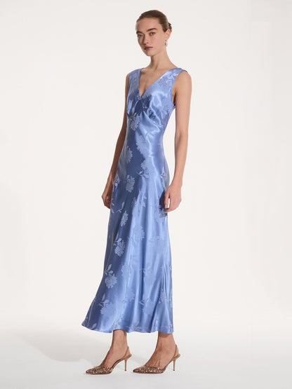 Iris Jacquard Dress in Blue
