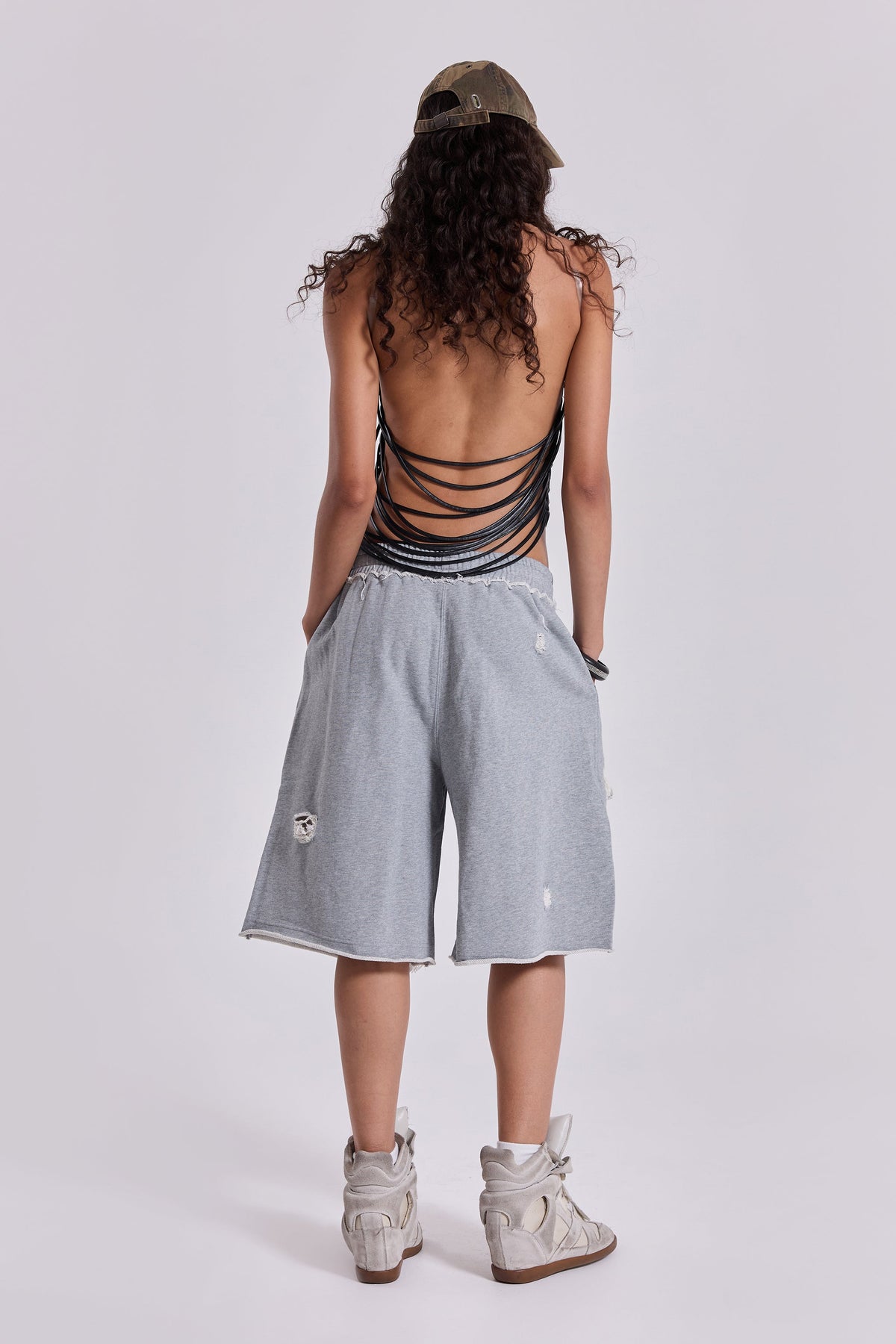 Grey Distressed Monster Shorts