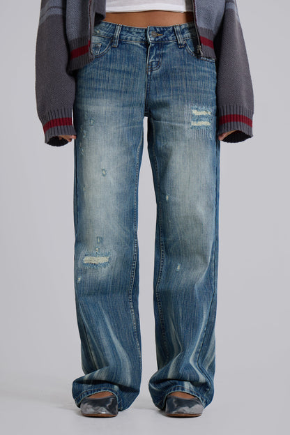 Hunter Loose Straight Leg Jeans in Blue Wash