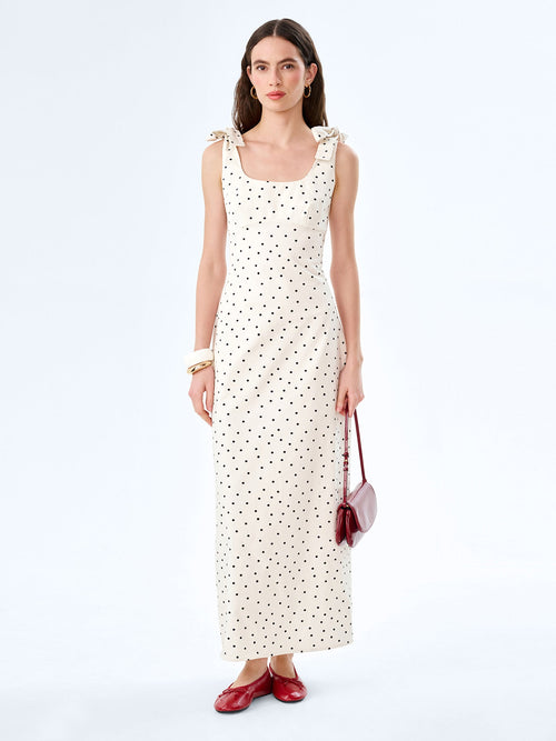 Morgane Dress in White Polka Dot