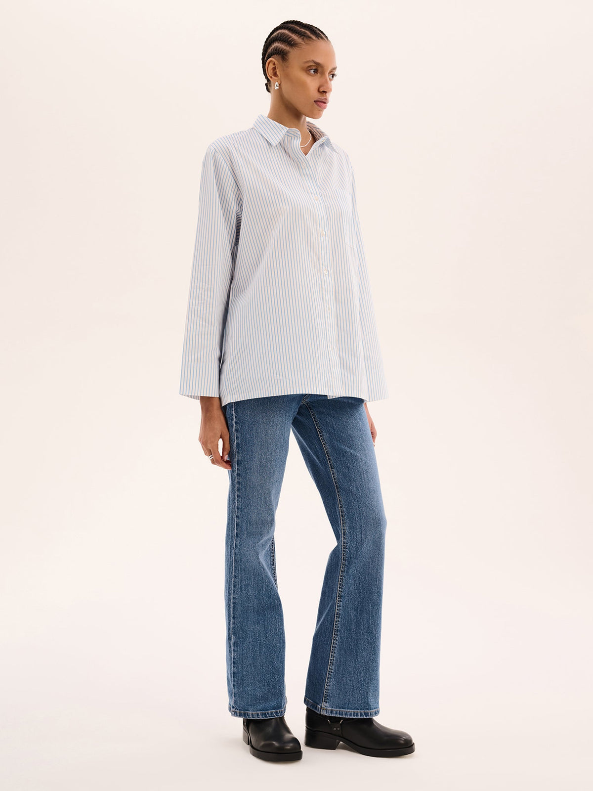 Nala Stripe Tie Back Shirt in Light Blue Stripe