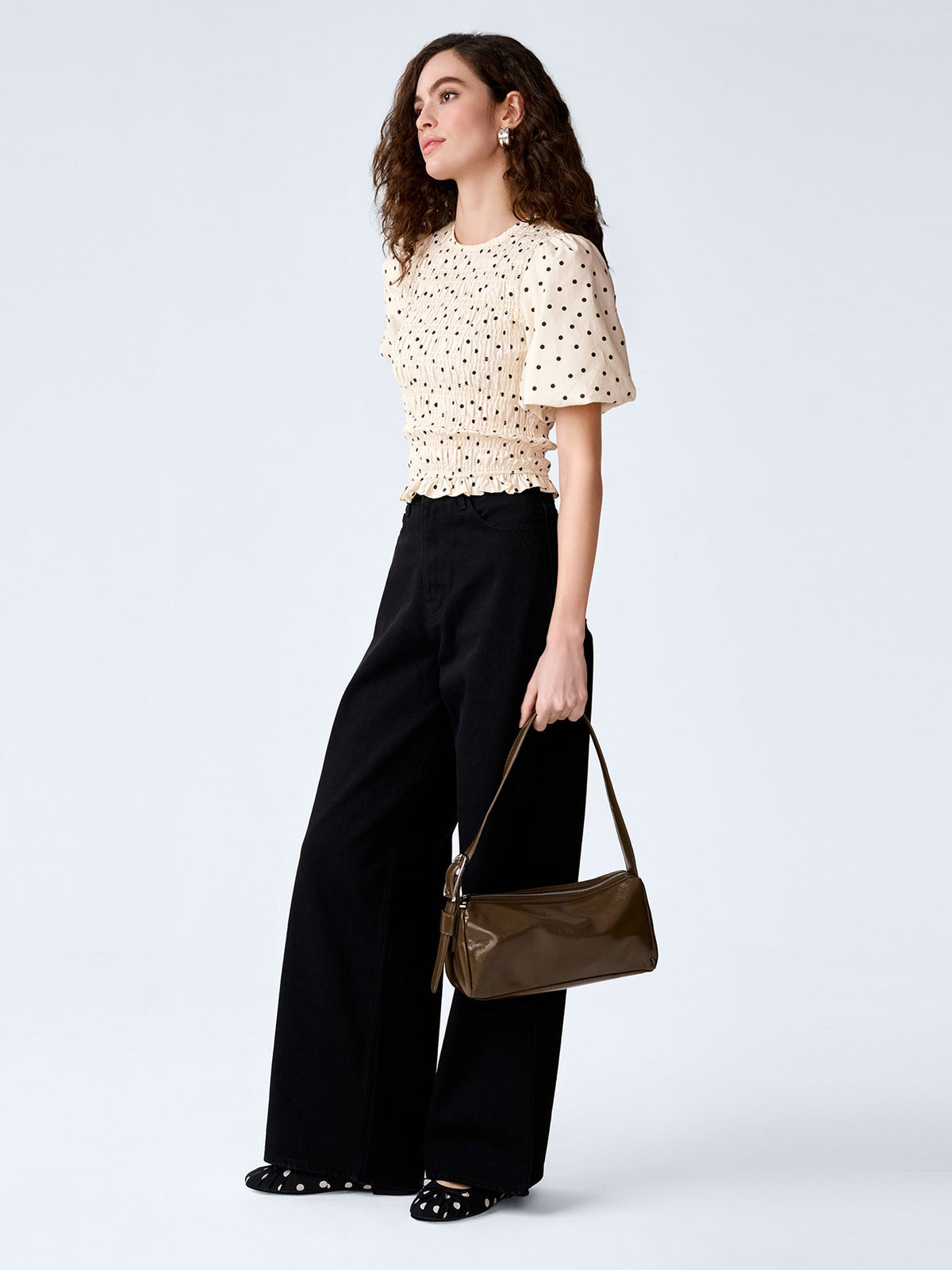 Nicolla Top in White Polka Dot