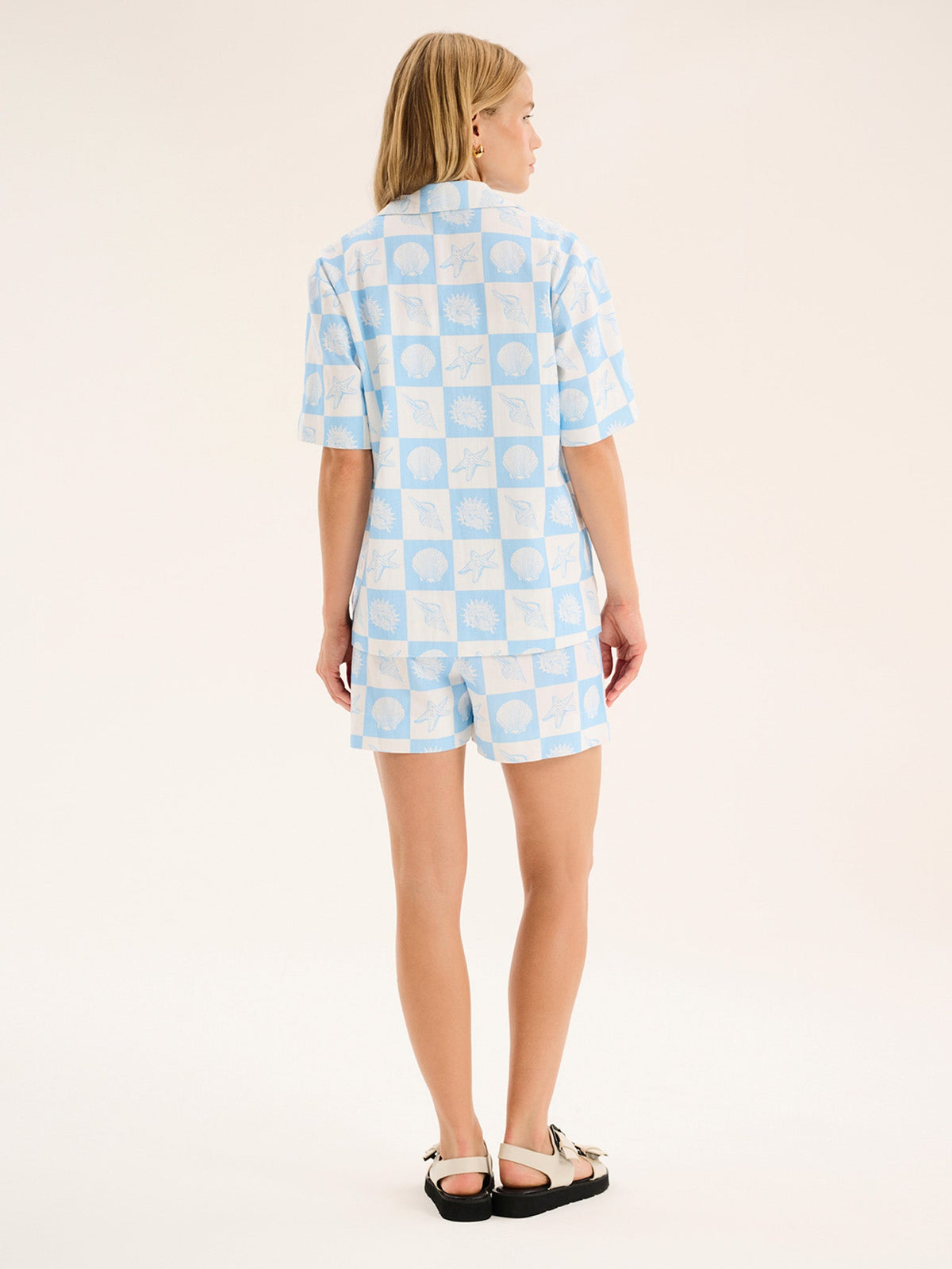 Canaria Short in Shell Checkerboard Print