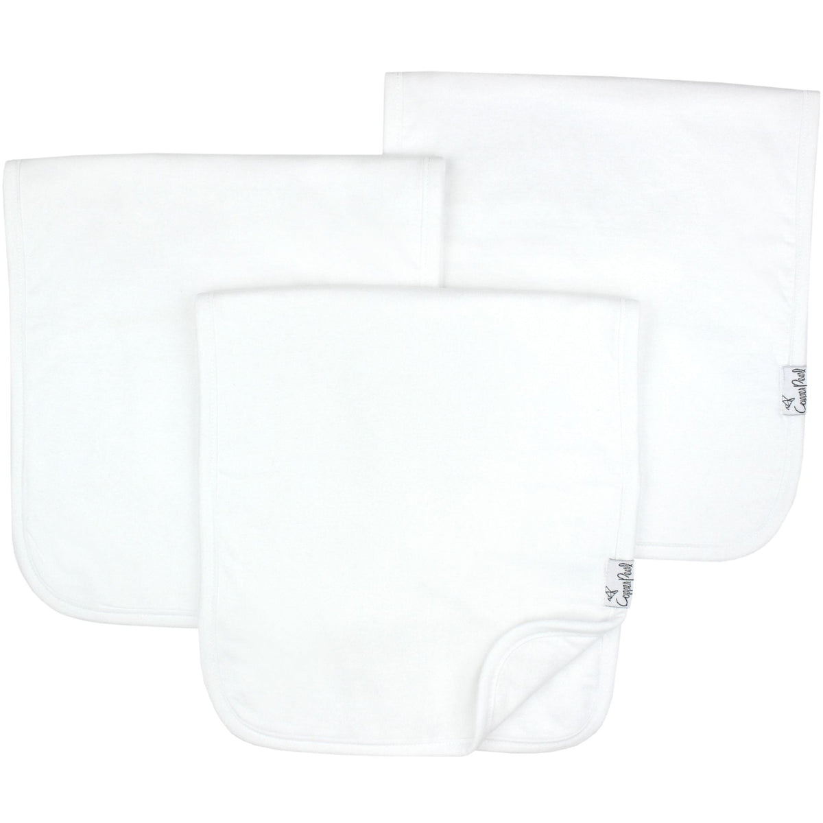3 Pack Premium Burp Cloths - White Basics