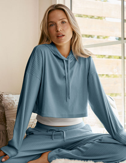 Breathe Easy Ribbed Cropped Hoodie
