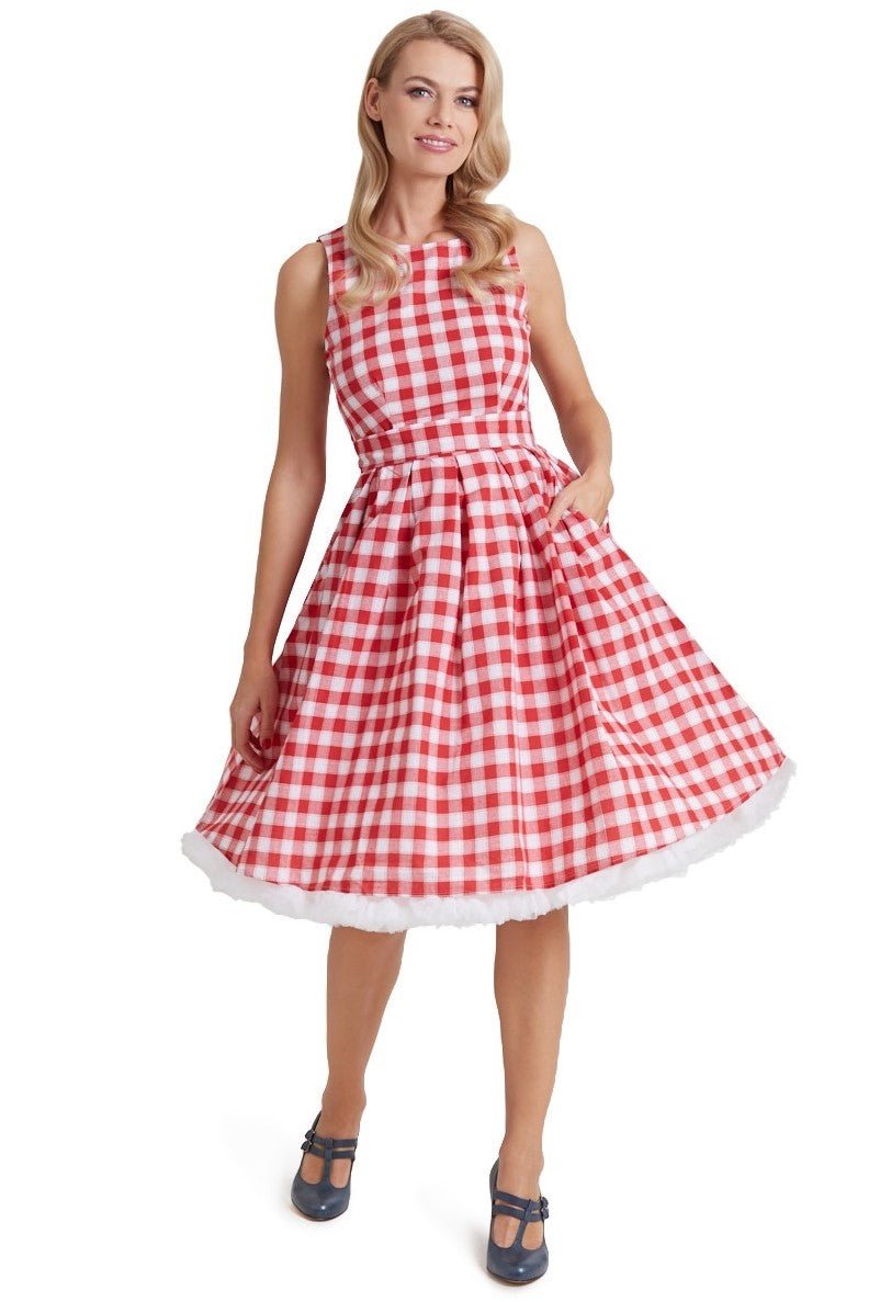 Annie Red Gingham Swing Dress