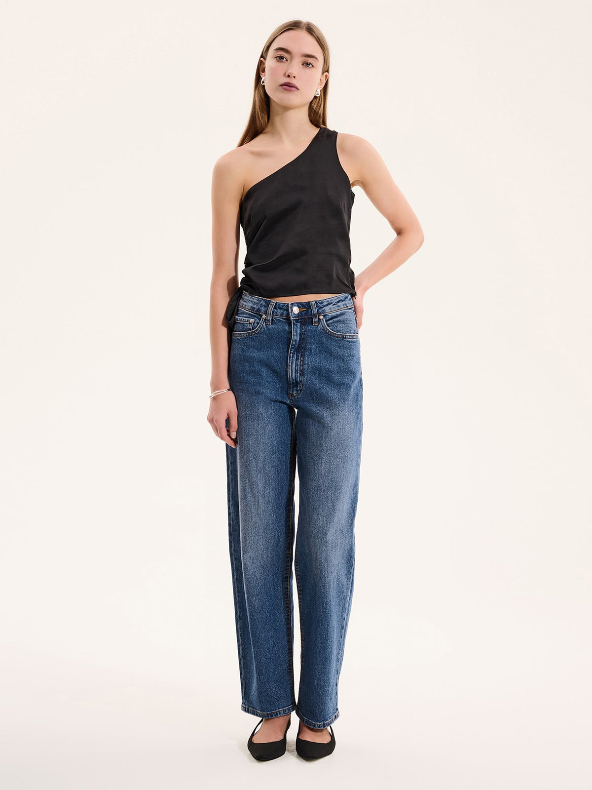 Sweeny One Shoulder Top in Black