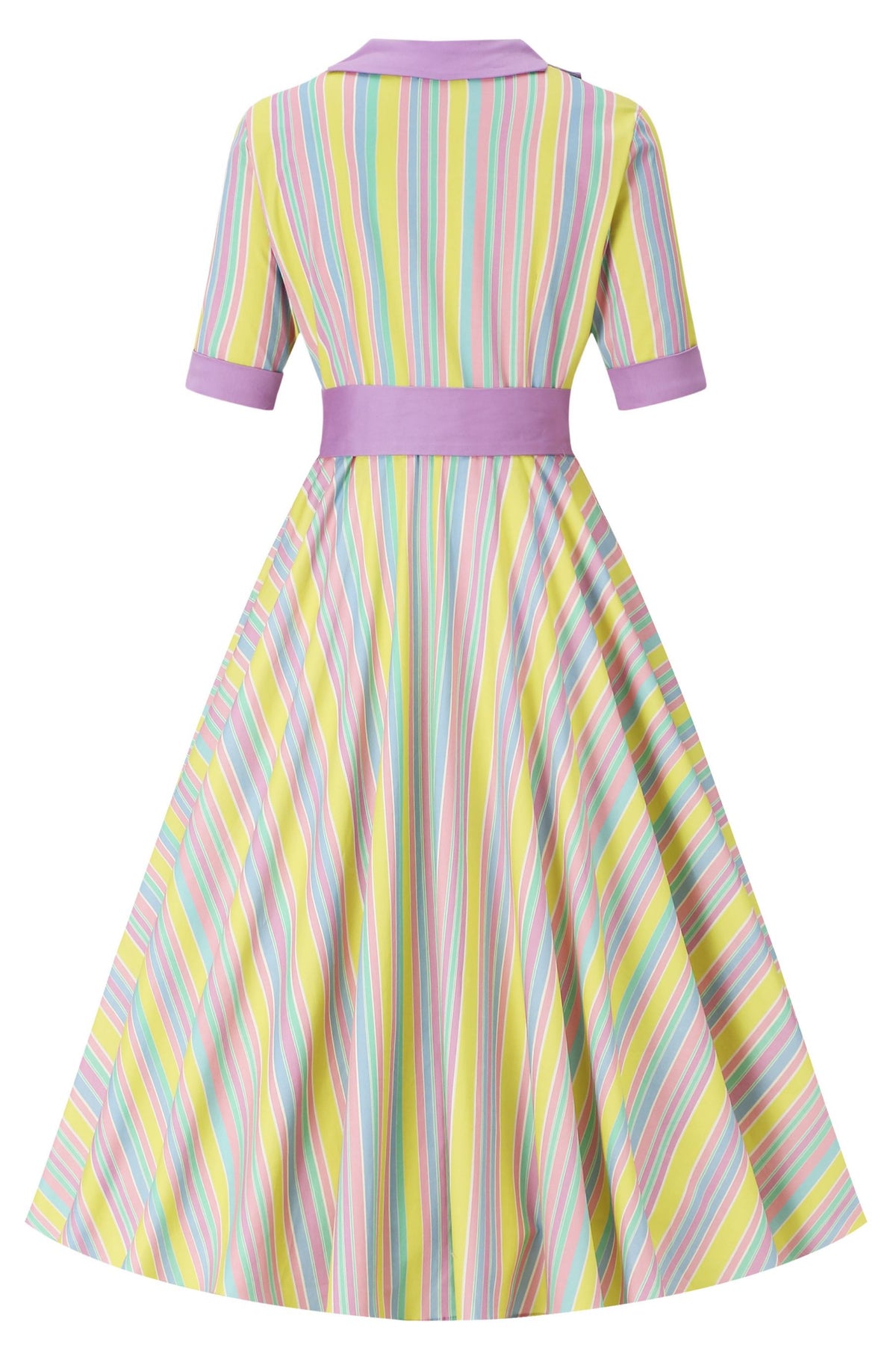 Mollie Lilac Striped Full Circle Shirt Dress