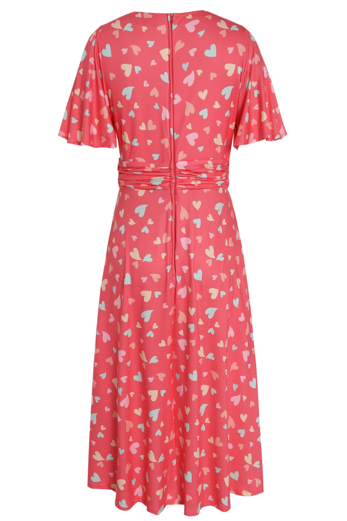 Donna Coral Heart Crossover Bust Tea Dress