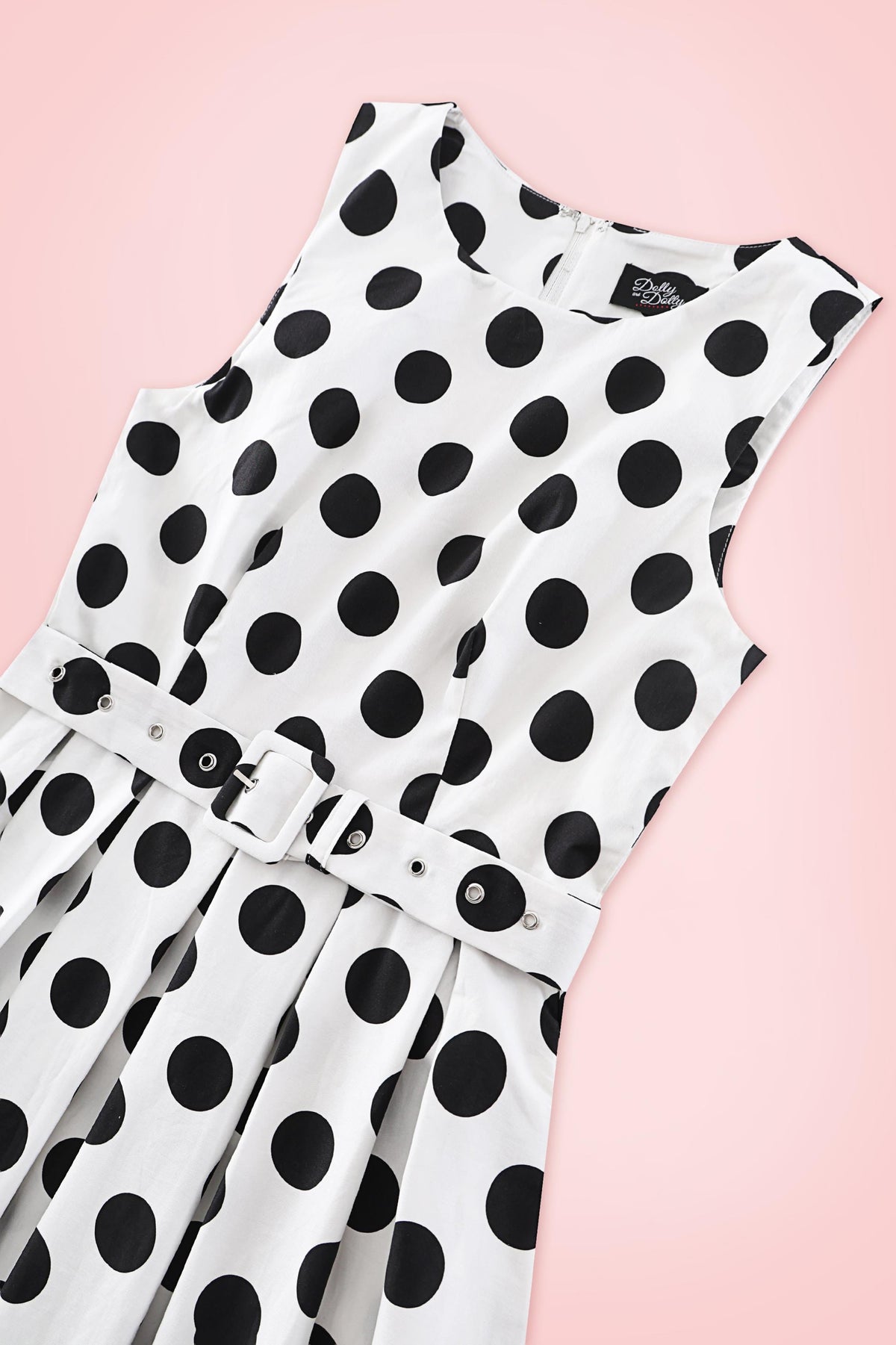 Helen White Polka Dot Cotton Midi Dress