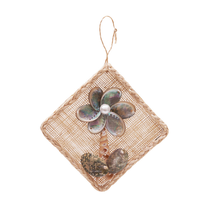 A Abaca & Shell Flower Ornament.