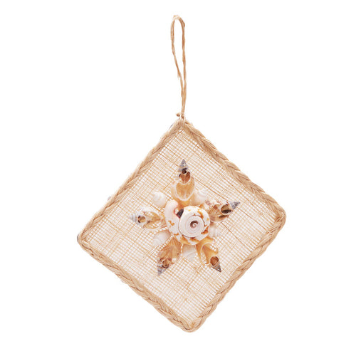 A Abaca & Shell Lace Flower Ornament.