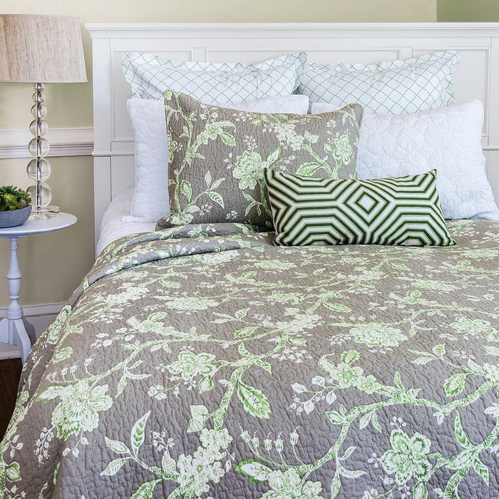 A Annabelle Quilt displayed on a made bed.