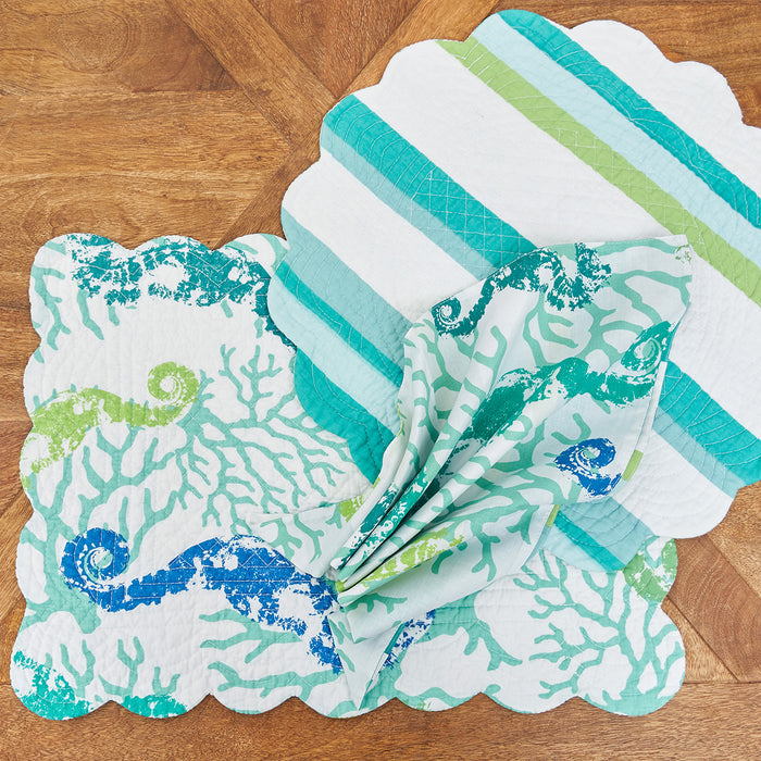 Aquarius Table Linens table linens displayed as a coordinated tabletop setting.