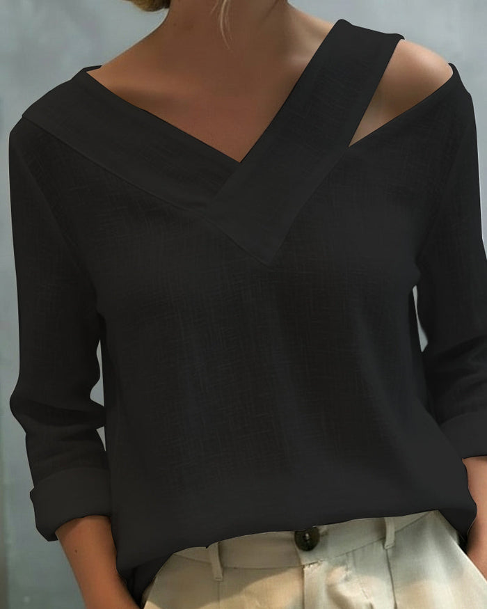 Aria | Women's Asymmetric V-Neck Long Sleeve Top