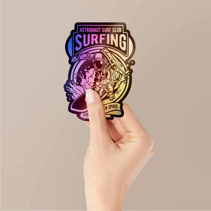 Astronaut Surf Club Holographic Stickers - Holographic stickers | STICK IT UP