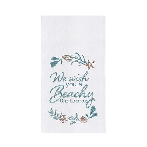 A Beachy Christmas Flour Sack Kitchen Towel.