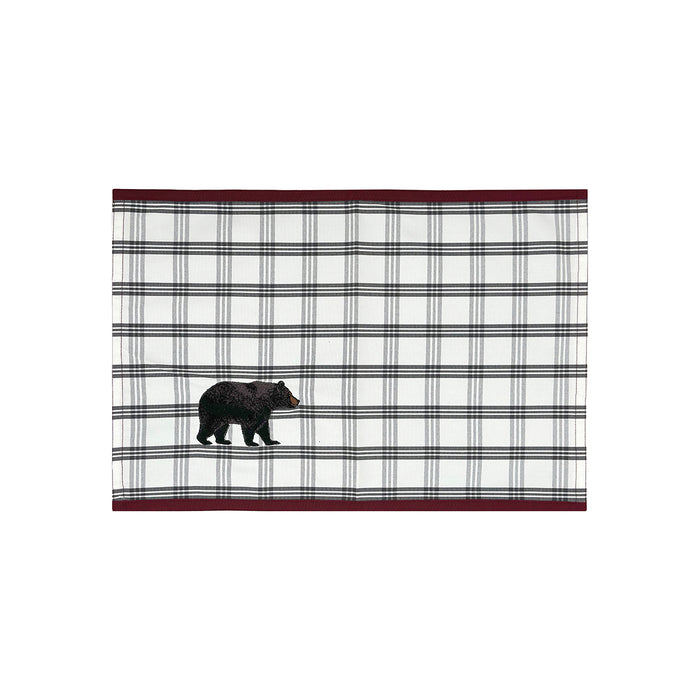 Bear Lodge Outdoor Table Linens table linens displayed as a coordinated tabletop setting.