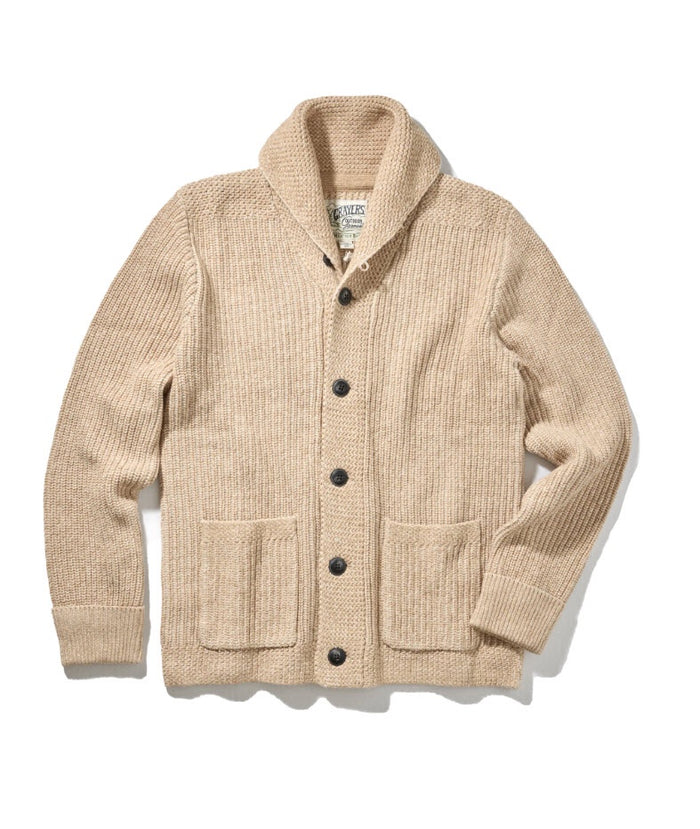 Belmont Plaited Shawl Cardigan - Sand