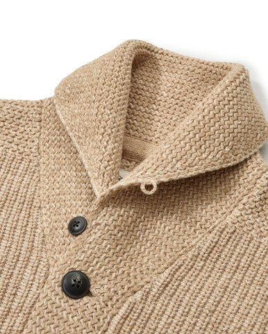 Belmont Plaited Shawl Cardigan - Sand