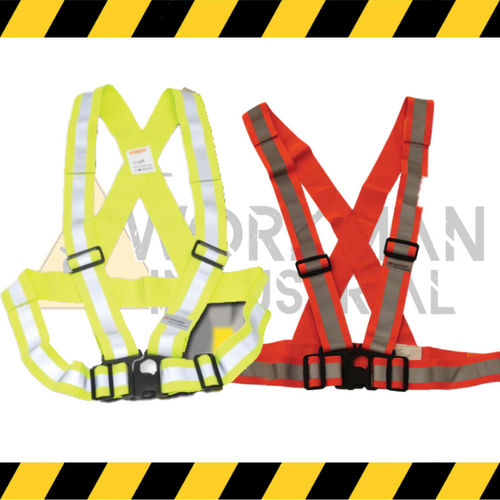 Big K tear-away traffic safety sash with 3M reflective tape.