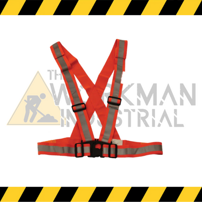 Red Big K tear-away traffic safety sash with 3M reflective tape.