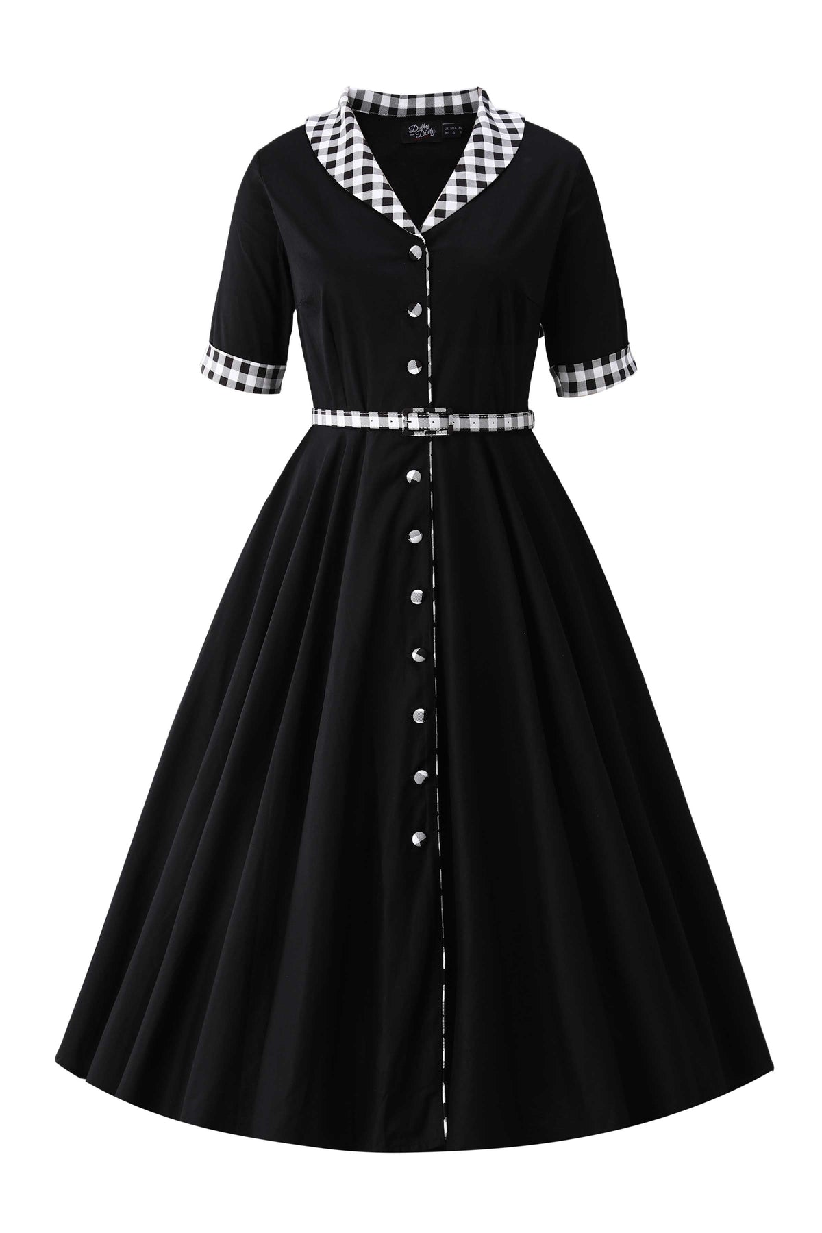 Mollie Black Full Circle Shirt Dress With Gingham