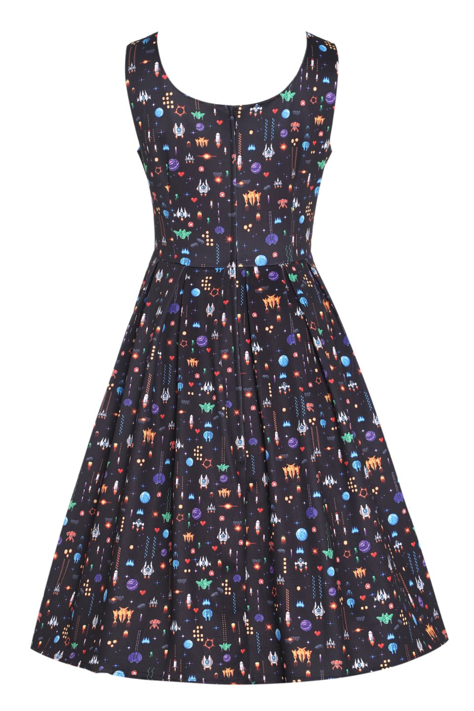 Amanda Black Retro Arcade Game Flared Dress