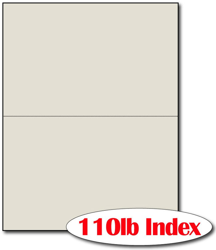 2 Microperforated Index Grey Postcards on an 8 1/2" x 11" Sheet.