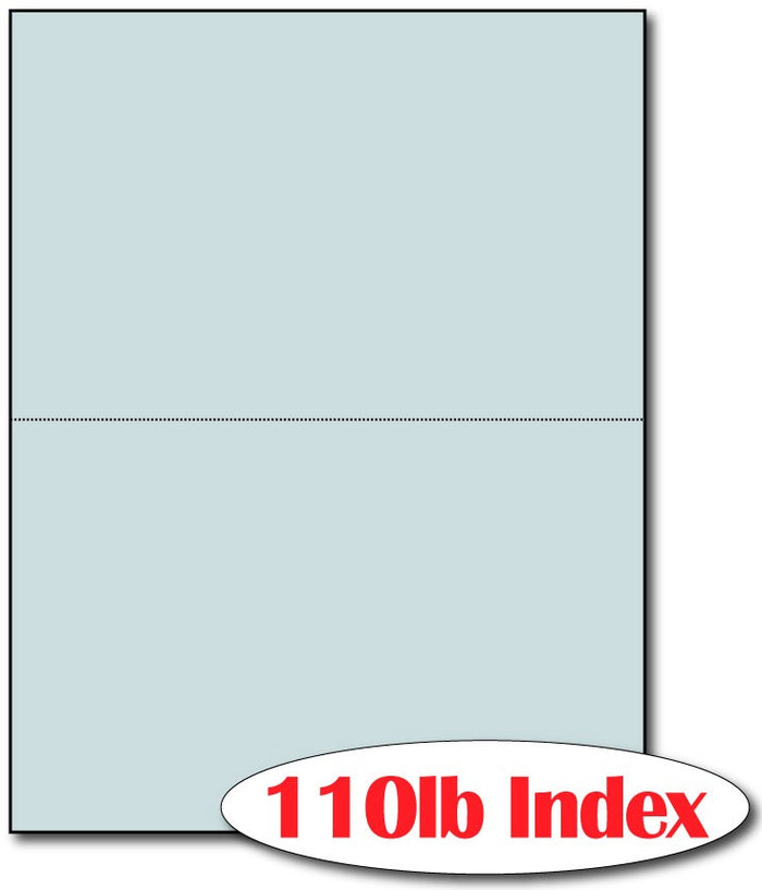 2 Microperforated Index Blue Postcards on an 8 1/2" x 11" Sheet.