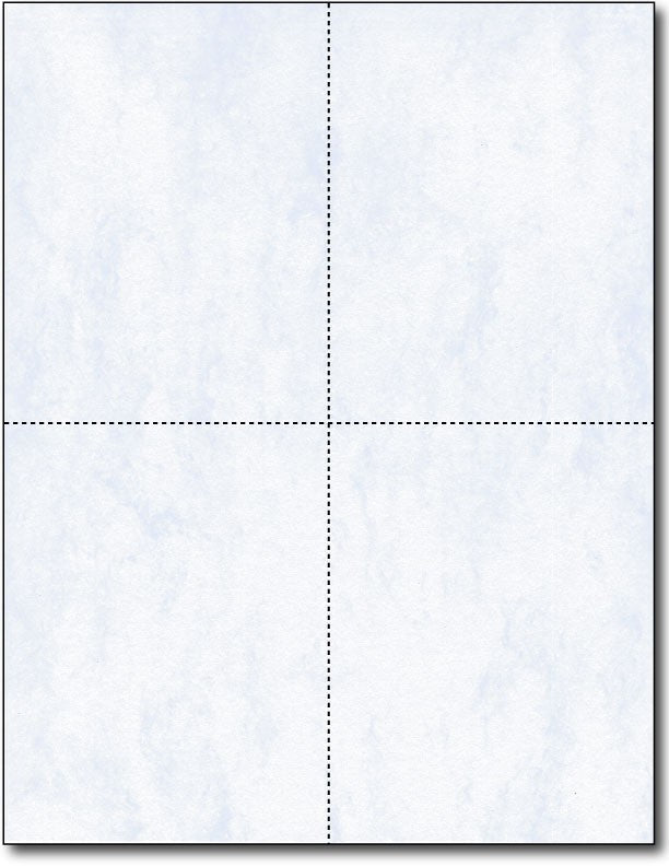 4 Microperforated Blue Jade Marble Postcards on an 8 1/2" x 11" Sheet.