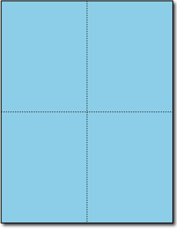 Brigtht Blue 4-Up Postcards, measure (4 1/4" x 5 1/2") , compatible  with copier, Inkjet and laser, Matte Both sides