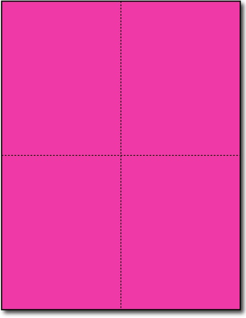 Brigtht Ultra Fuhsia 4-Up Postcards, measure (4 1/4" x 5 1/2") , compatible  with copier, Inkjet and laser, Matte Both sides